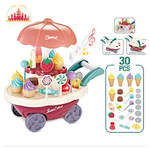 Colorful plastic dessert cart toy ice cream candy trolley for baby SL10D132