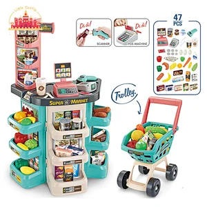 New style interesting plastic cashierstand toy with shopping cart SL10D125