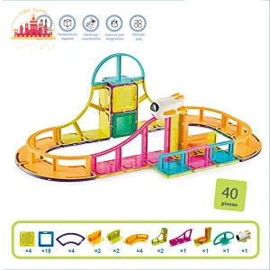 New Design Colorful 38 Pcs Magnetic Building Block Toy With Light Kids Educational Toy SL13E009