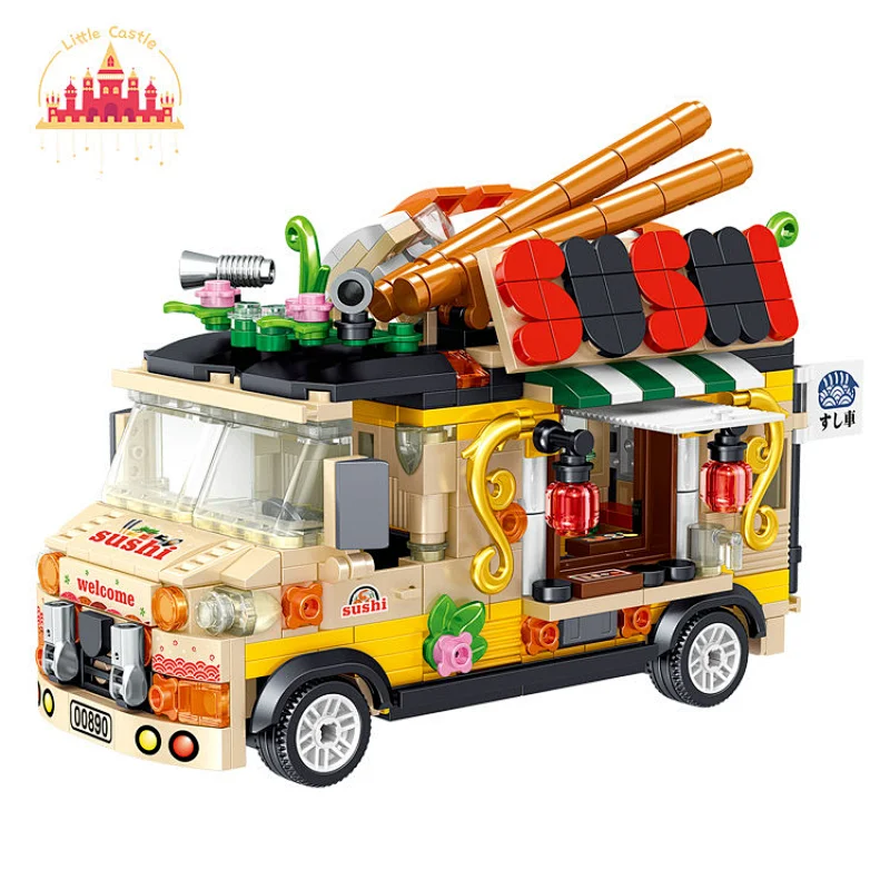 Street View Plastic Sushi Cart Toy for Kids Assembly Building Blocks Toy SL03B010