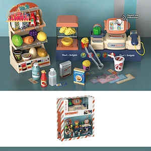 New design role play shopping toy plastic hamburger cashier toy for children SL10D339