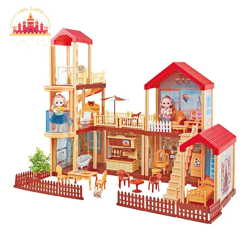 Luxury DIY toy plastic doll house villa with doll toy for toddler SL06A007