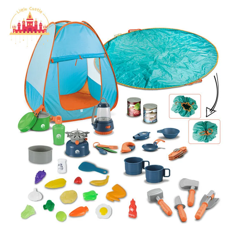 41 Pieces Outdoor Pretend Play Toy Camping Food Set Toy with Tent SL01D007