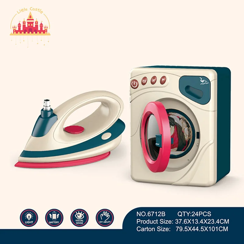 DIY toy electric washing machine iron set toy with light and sound SL10D196