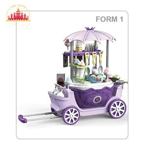 Top quality plastic trolley toy purple ice cream car toy for kids SL10G034