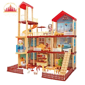 Luxury DIY toy plastic doll house villa with doll toy for toddler SL06A007
