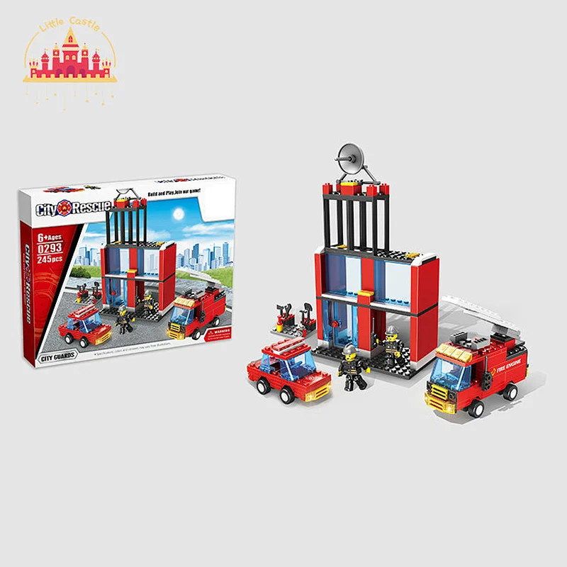 Wholesale Educational DIY Toy Plastic Fire Department Building Block Toy For Kids SL13A072
