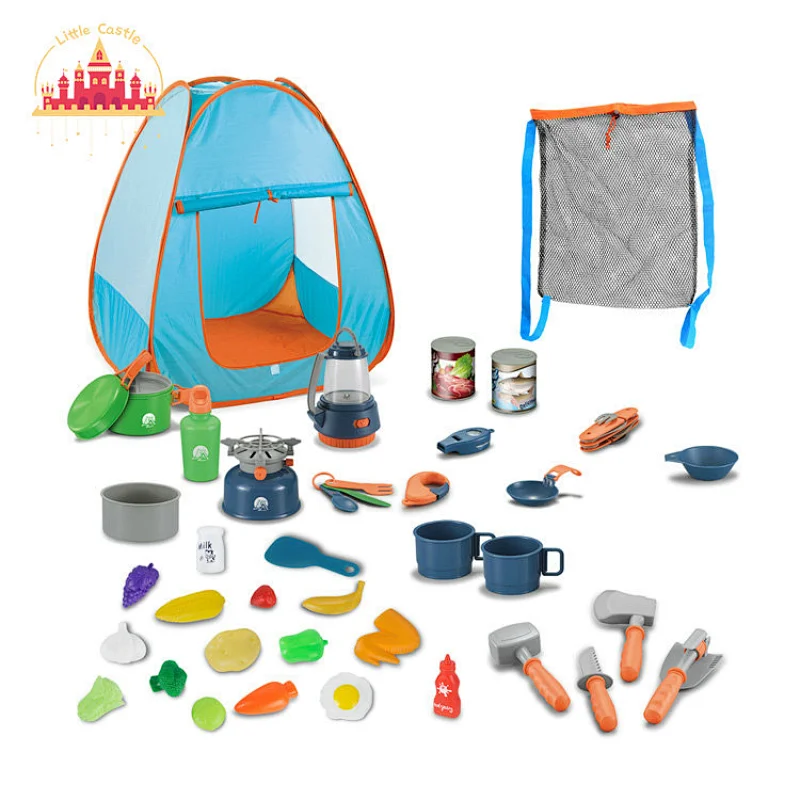 41 Pieces Outdoor Pretend Play Toy Camping Food Set Toy with Tent SL01D007