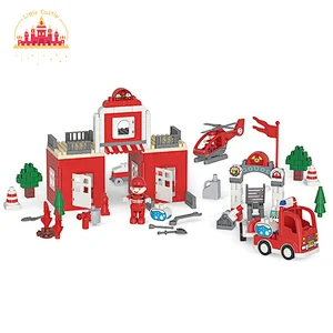 Diy Fire Station Construction Plastic Educational Building Block Toy For Kids SL13A034