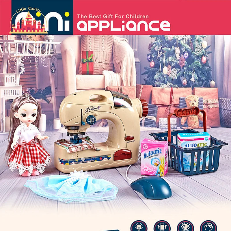 Popular Home Appliances Toy Plastic Sewing Machine Kids Toy Sewing Machine with Doll Suit SL10D218