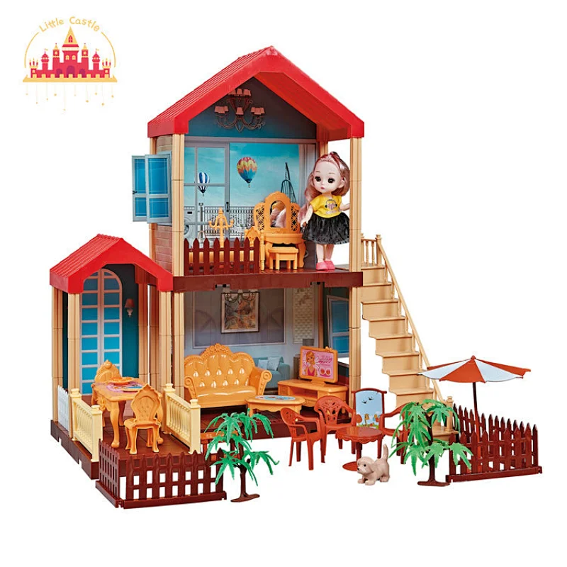 Simple Style Kids Plastic Miniature Assemble Dollhouse Toy with Furniture SL06A012