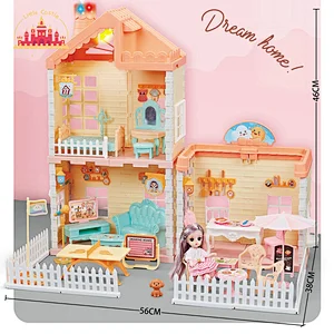 Hot sale play house toys diy toy plastic villa suit toy for girls SL06A033