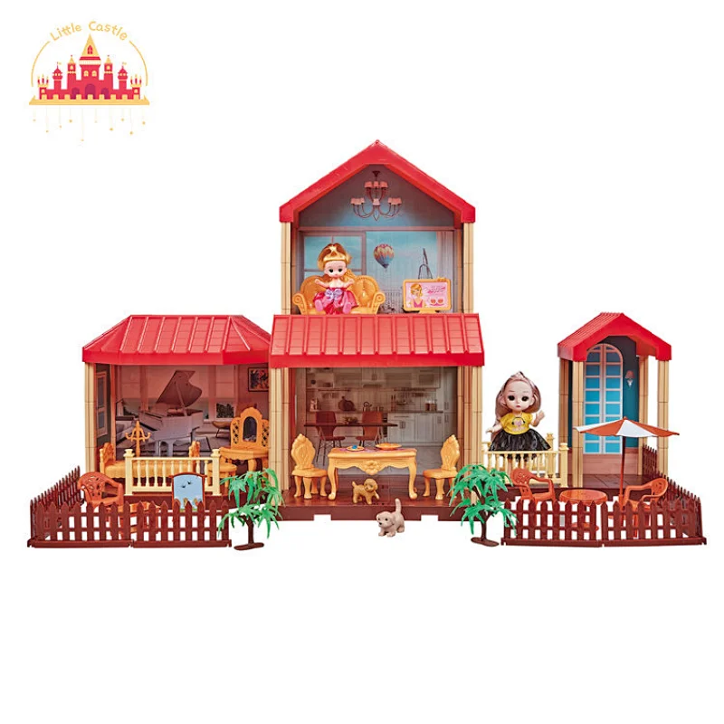 Simple Style Kids Plastic Miniature Assemble Dollhouse Toy with Furniture SL06A012