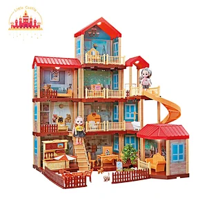 Wholesale simulation villa doll house toy plastic princess house toys for kids L06A006