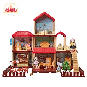 Luxury DIY toy plastic doll house villa with doll toy for toddler SL06A007