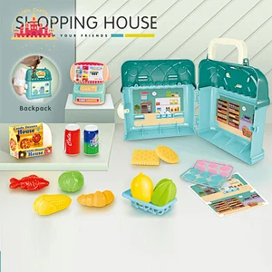 Portable Kitchen Backpack Pretend Play House Plastic Tableware Set Toy For Kids SL10G093