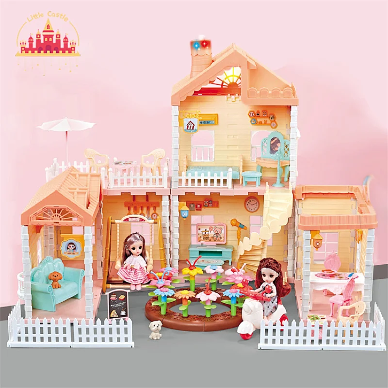 2022 New style plastic doll house modern dream home toy with lights SL06A032