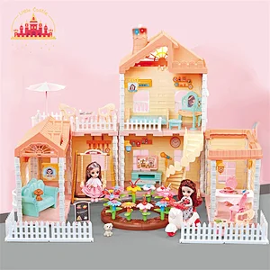2022 New style plastic doll house modern dream home toy with lights SL06A032