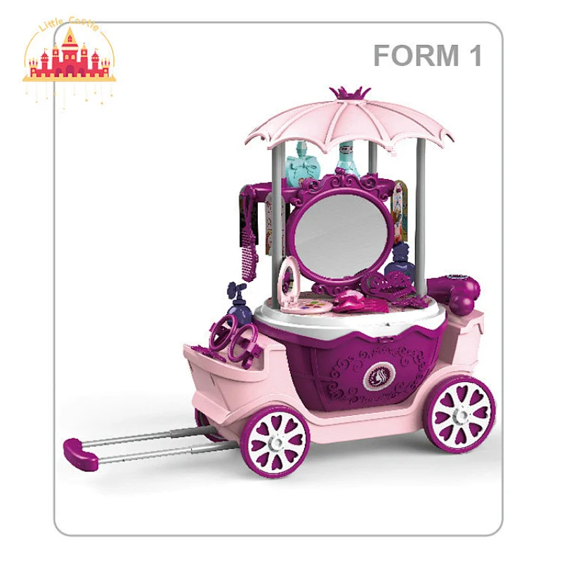 Princess 31pcs plastic pink dresser cart toy with mirror for girls SL10G032