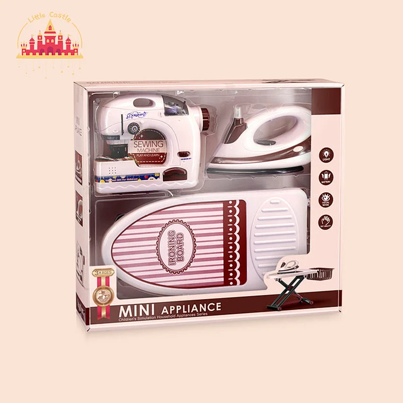 Best quality antique doll size sewing machine kit toy for kids with ironing and large bed board SL10D249