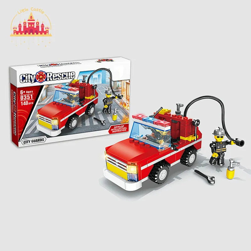 Plastic Educational Building Block Toy DIY Mini Fire Fighting Truck For Kids SL13A075