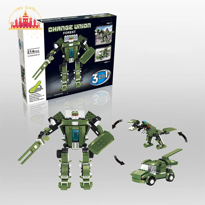 3 In 1Forest Series Deformed Robot Plastic Building Block Toy For Kids SL13A077