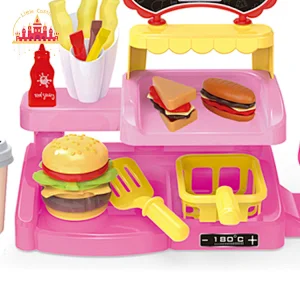 New Creative Plastic Kitchen Set Pink Ordering Machine with Hamburger Set for Children SL10D258
