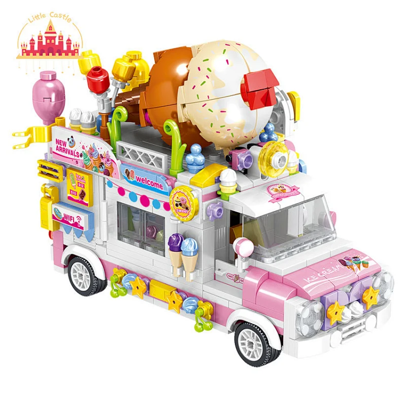 Educational toys street view kids ice cream car toy blocks bricks sets SL03B008