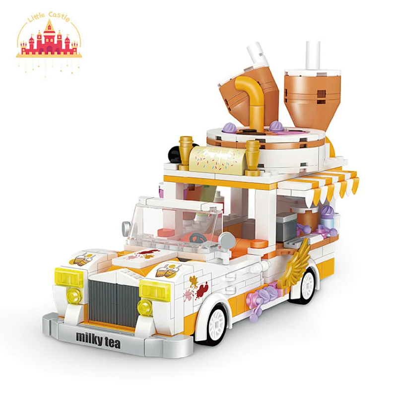 High Quality Children DIY BlockToys Plastic Milk Tea Cart Toy SL03B004