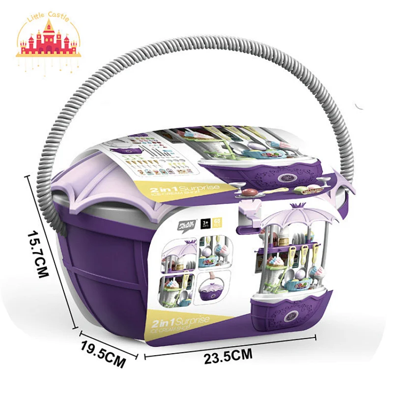 Most popular portable pretend play toy plastic ice cream basket toy for children SL10G040
