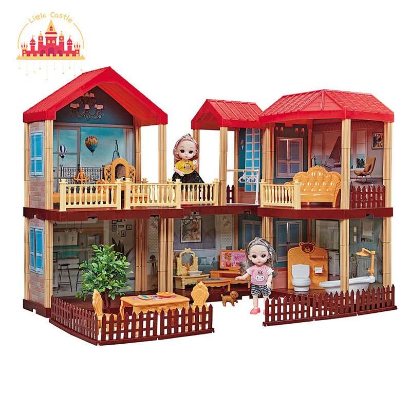 Luxury DIY toy plastic doll house villa with doll toy for toddler SL06A007