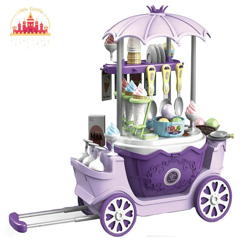 Top quality plastic trolley toy purple ice cream car toy for kids SL10G034