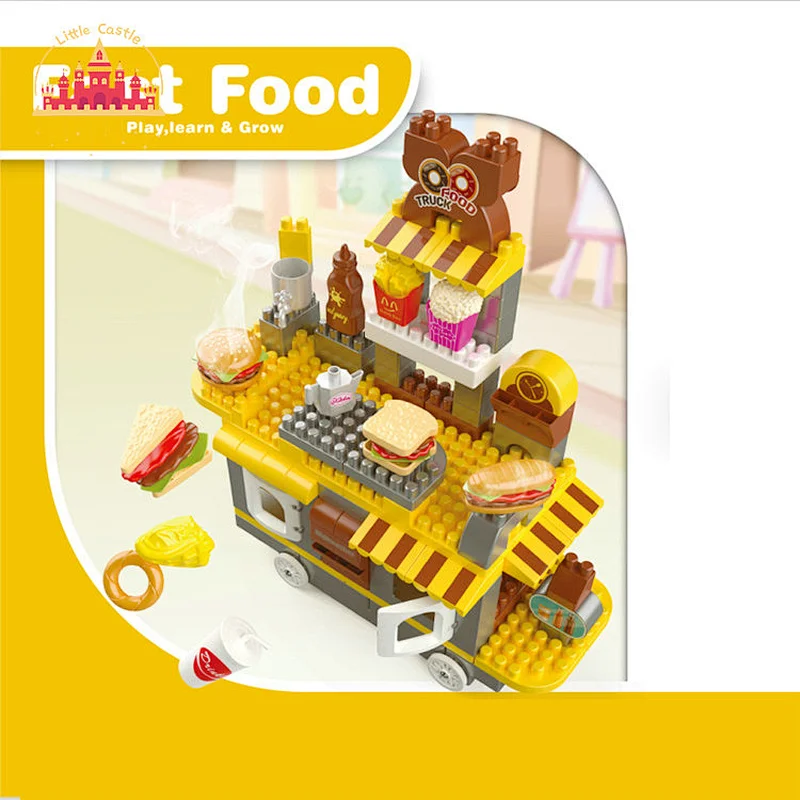 Educational Building Block Toy Plastic Mini Model Fast Food Truck For Kids SL13A007