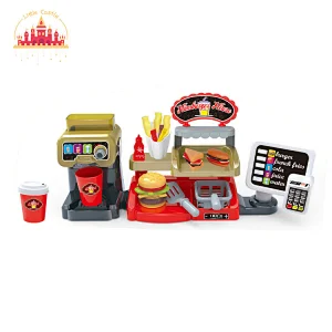 Good Sale Kids Pretend Play Toy Pink Coffee Maker Toy with Dessert Set SL10D259