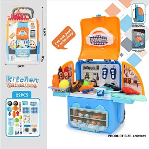 22 Pcs Kitchen Schoolbag Plastic Pretend Play Tableware Set Toy For Kids SL10G096