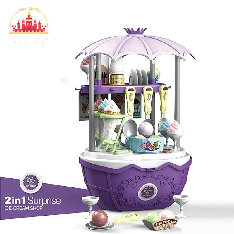 Most popular portable pretend play toy plastic ice cream basket toy for children SL10G040