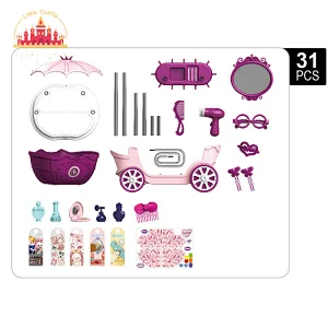 Princess 31pcs plastic pink dresser cart toy with mirror for girls SL10G032