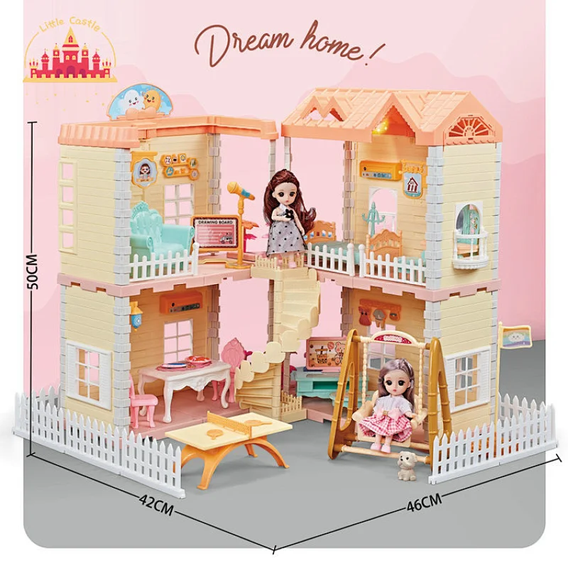 Hot sale play house toys diy toy plastic villa suit toy for girls SL06A033
