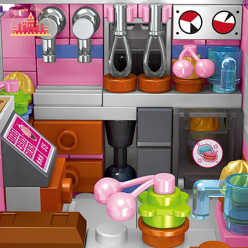 Plastic Cute Pink Ice Cream Truck Toy Mini Blocks DIY Toys for Toddler SL03B007