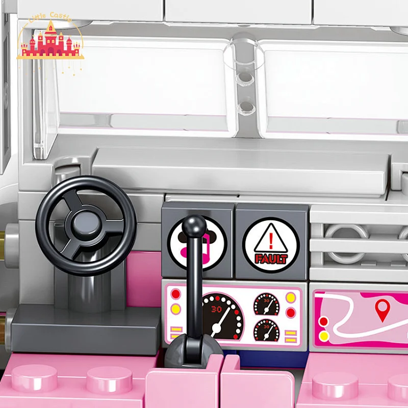 Plastic Cute Pink Ice Cream Truck Toy Mini Blocks DIY Toys for Toddler SL03B007