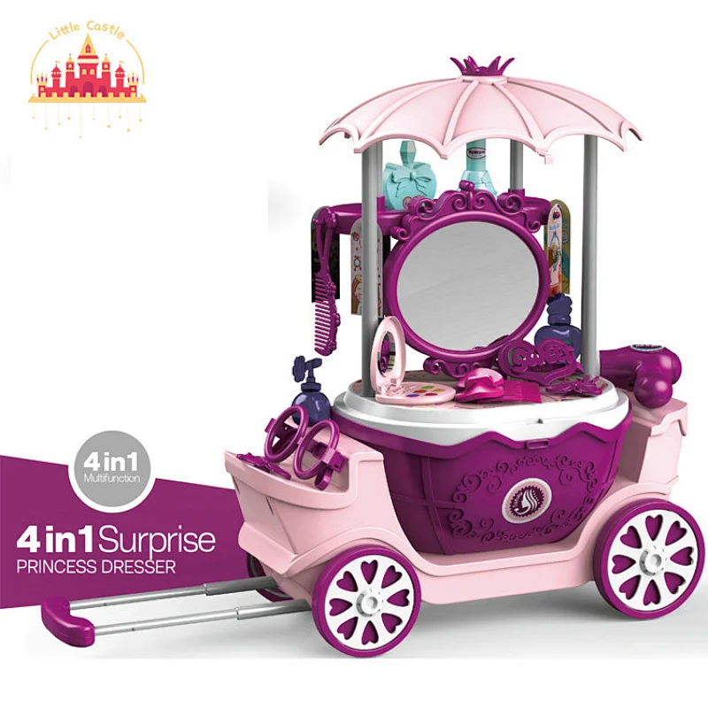 Princess 31pcs plastic pink dresser cart toy with mirror for girls SL10G032