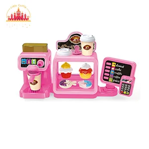 Good Sale Kids Pretend Play Toy Pink Coffee Maker Toy with Dessert Set SL10D259