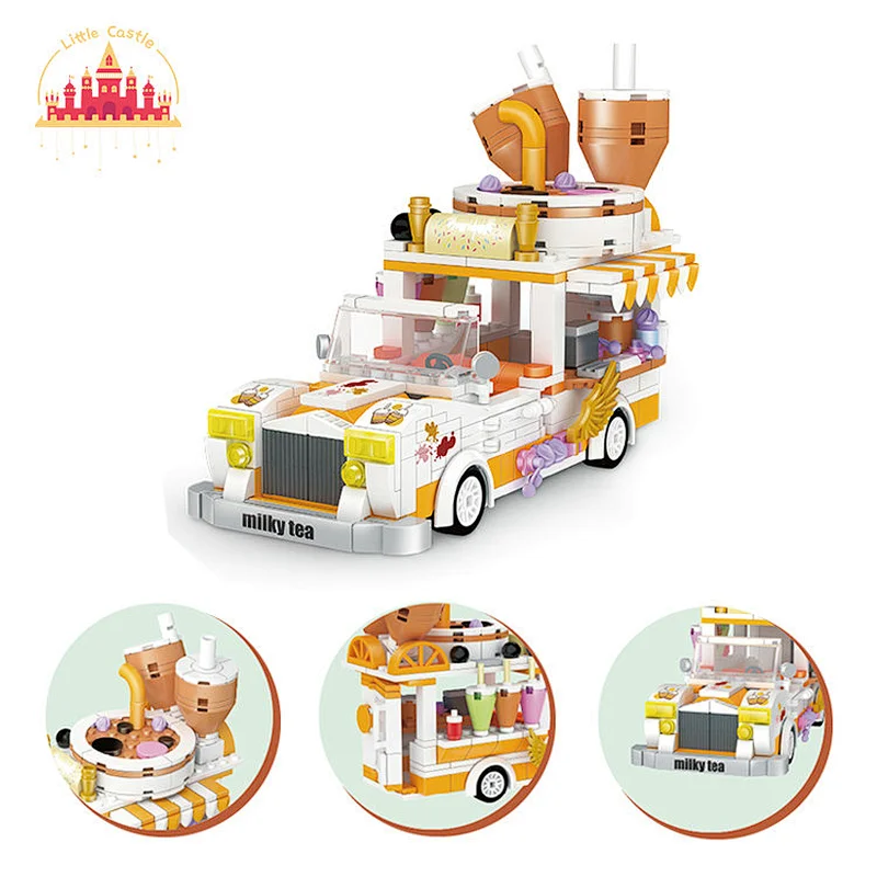 High Quality Children DIY BlockToys Plastic Milk Tea Cart Toy SL03B004