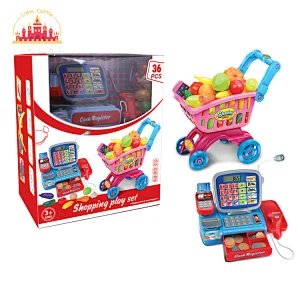 Kids Educational Shopping Game Cash Register Set Toy With Shopping Cart SL10D655