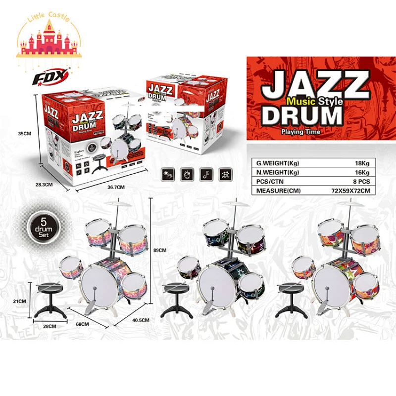 New Design Kids Musical Instrument Toy Plastic 5 Pieces Jazz Drum Set SL07A040