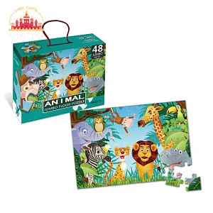 Wholesale Educational 48 Pcs Paper Cartoon Animal Jigsaw Puzzles For Kids SL14A124