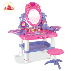 Kids Makeup Pretend Play Lighting Music Plastic Dressing Table Toy With Chair SL08H016