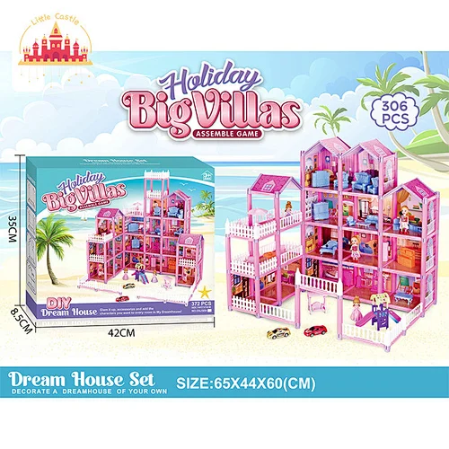 Wholesale Educational 306 Pcs Princess Villa DIY Plastic Doll House For Kids SL06A096