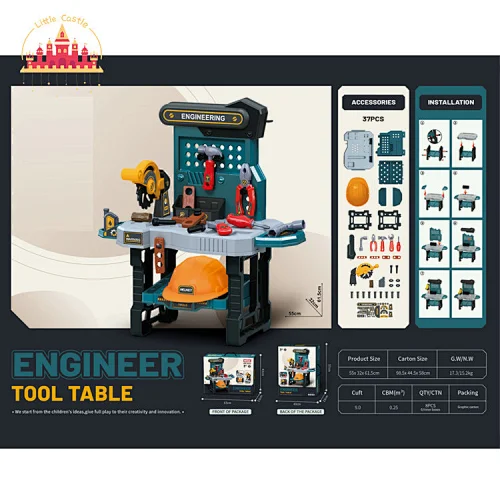 Plastic Construction Workbench 37 Pcs Engineering Repair Tool Set For Kids SL03D004