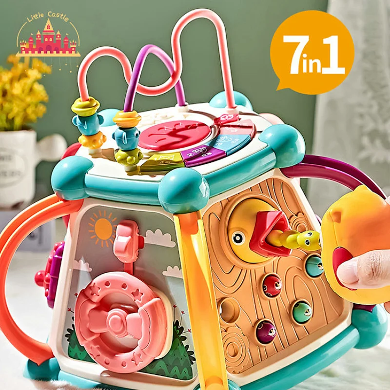 7 In1 Multifunctional Beat Drum Plastic Hexahedron Activity Box For Kids SL12D009